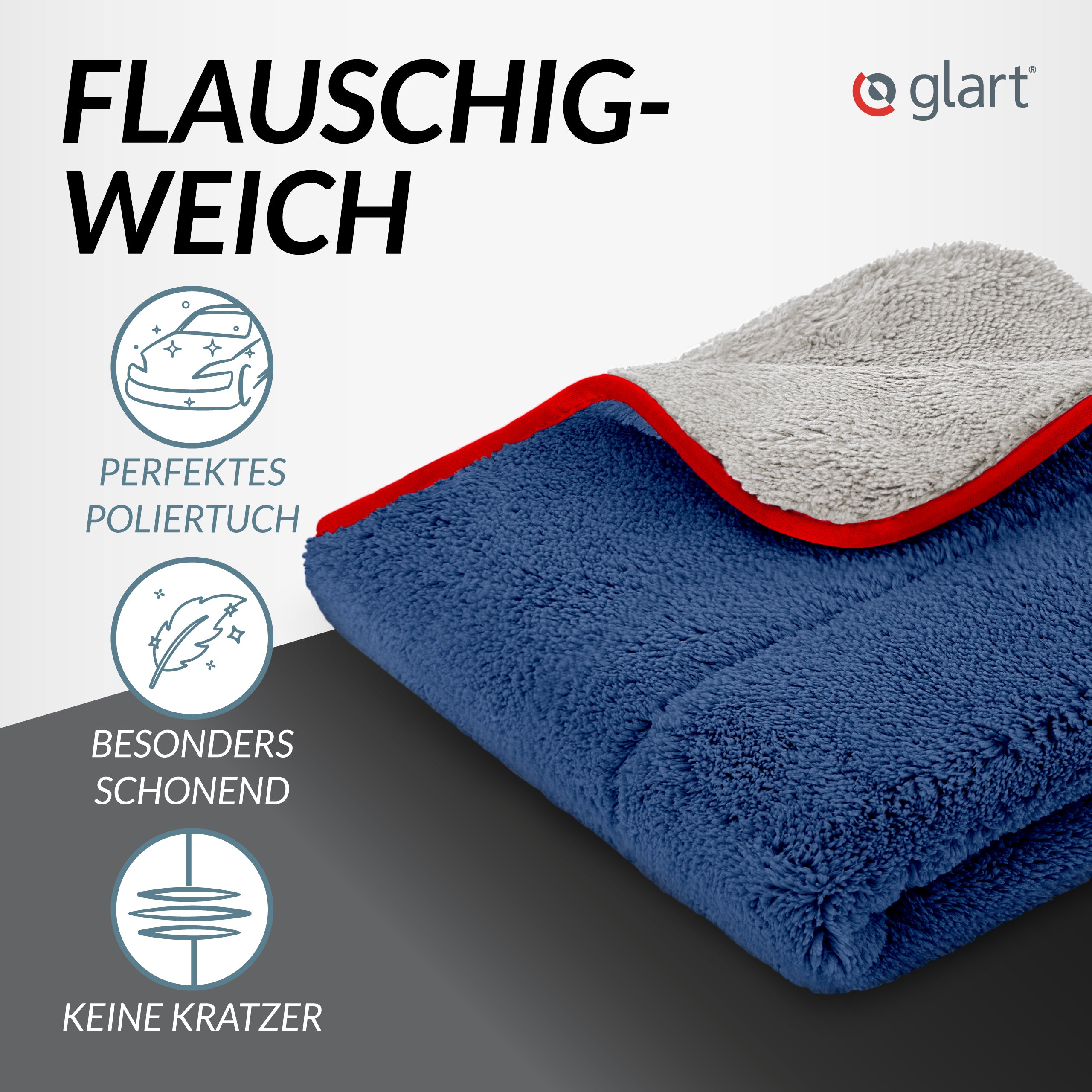 2er Set Auto-Poliertücher 40x40cm – fusselfrei für Lackpflege 02