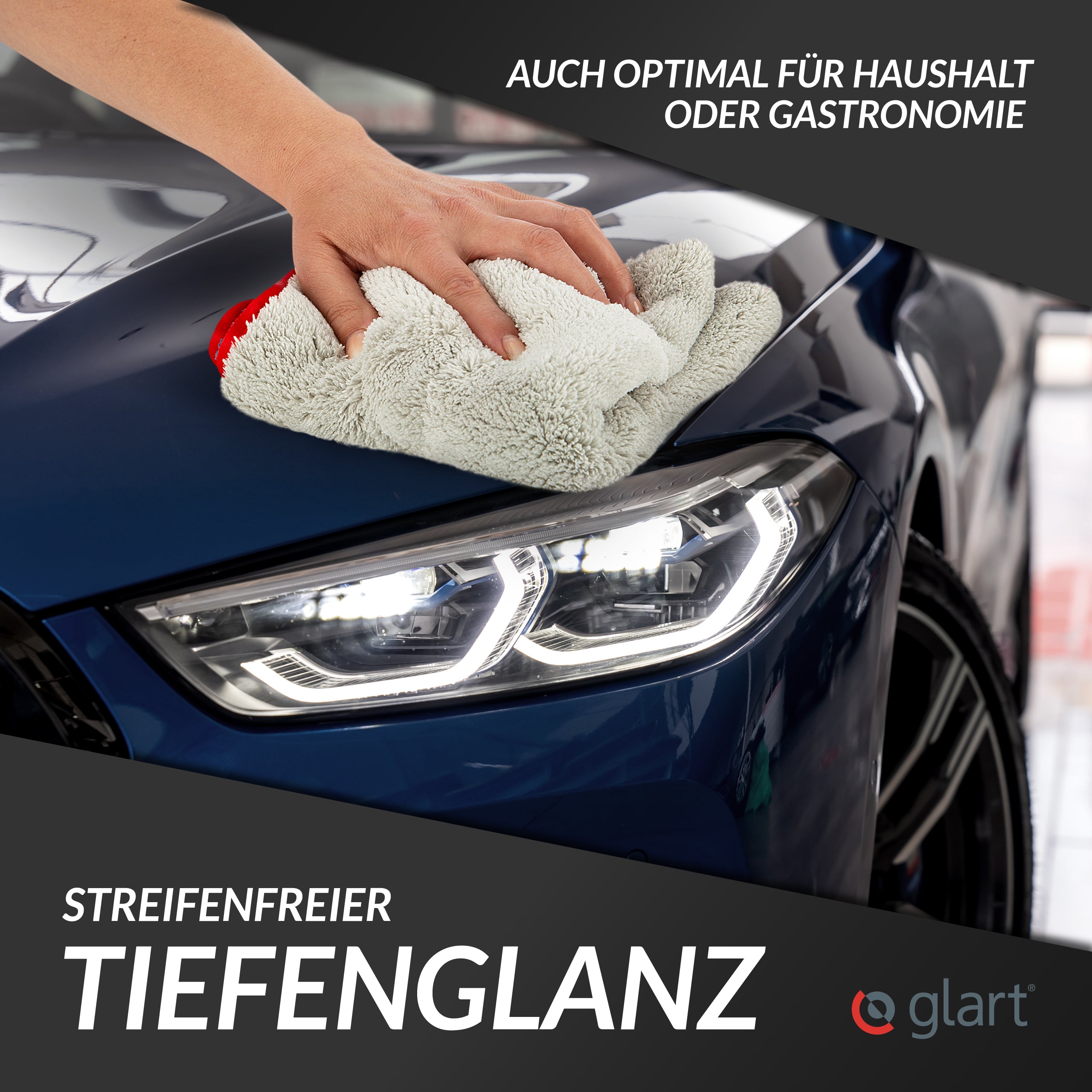 2er Set Auto-Poliertücher 40x40cm – fusselfrei für Lackpflege 05