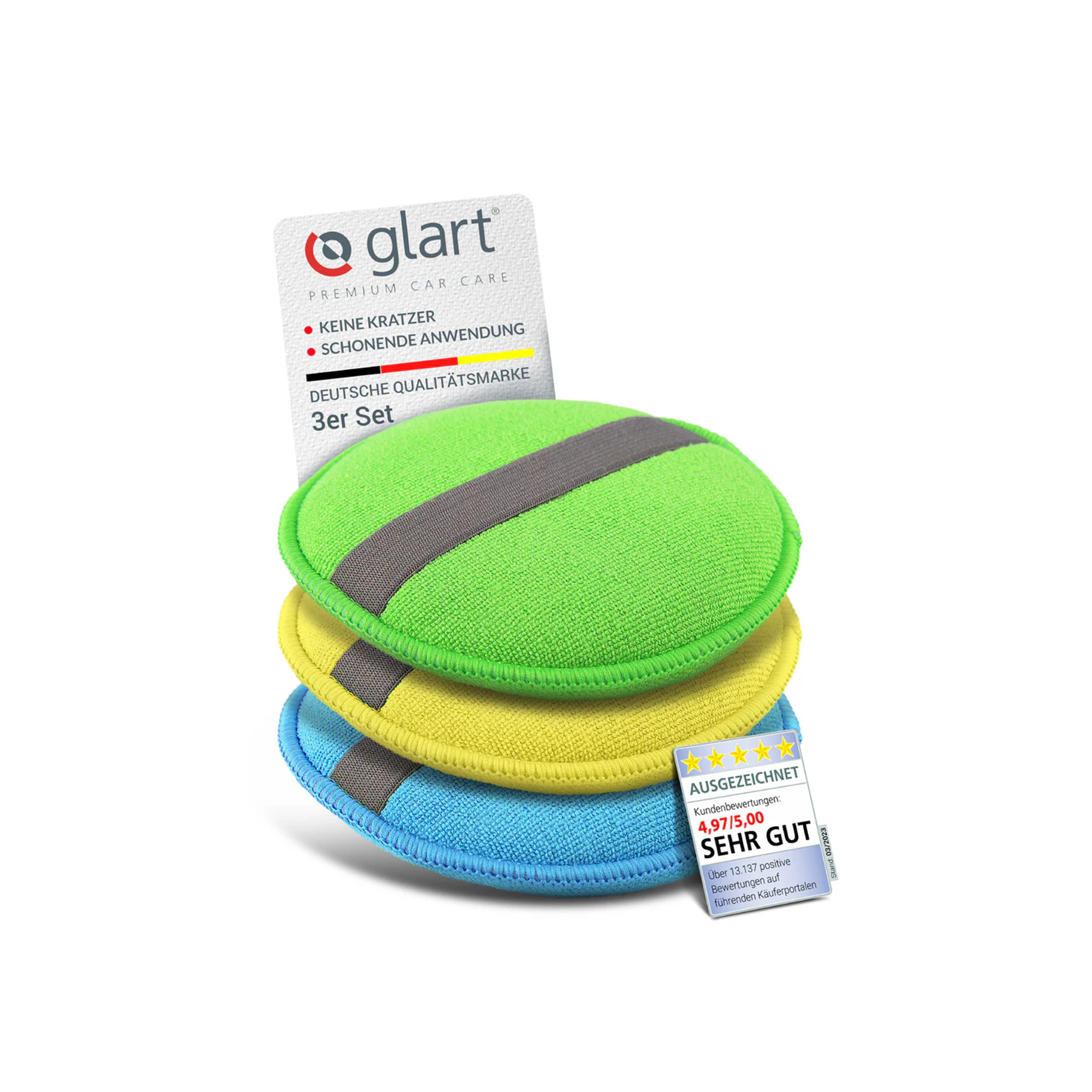 3er Set Mikrofaser Polierschwämme, 130 mm – für Wachse & Polituren