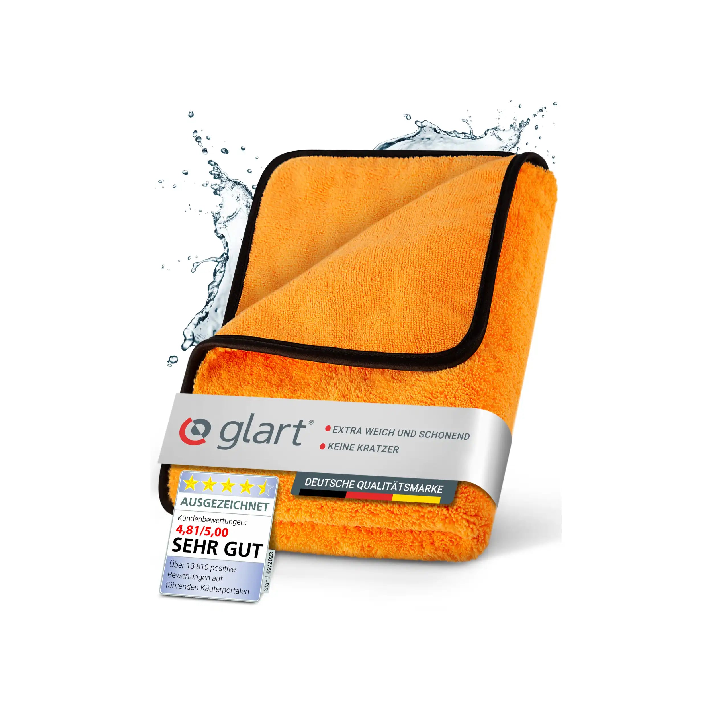 Glart 44WG Auto Trockentuch XXL 90x60 cm – Mikrofasertuch Orange