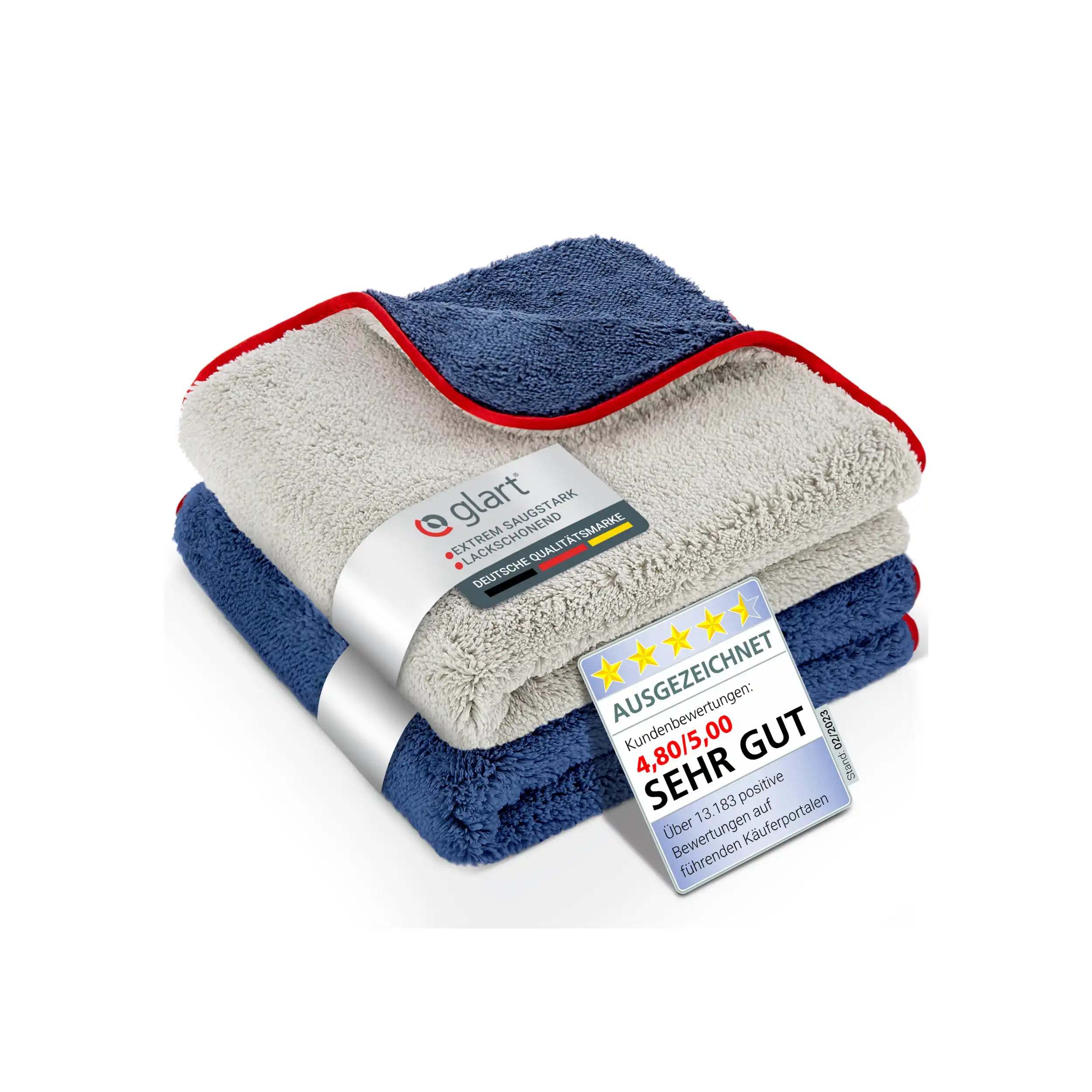 Glart 472PP Mikrofasertücher Auto 2er Set 40x40 cm – Trockentücher & Poliertücher