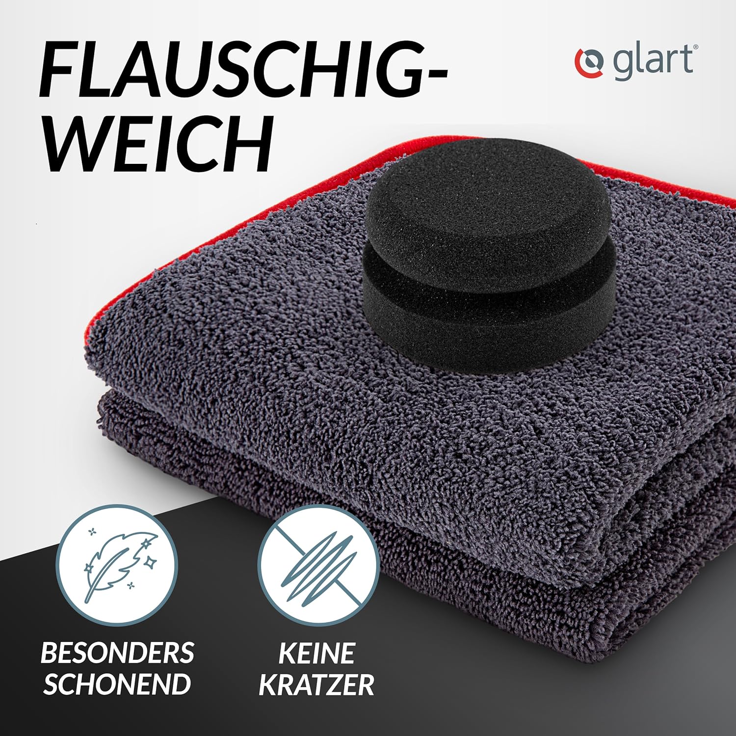 Premium Waschset: Mikrofasertuch, Polierpuk & Trockentuch 40x40 cm 02