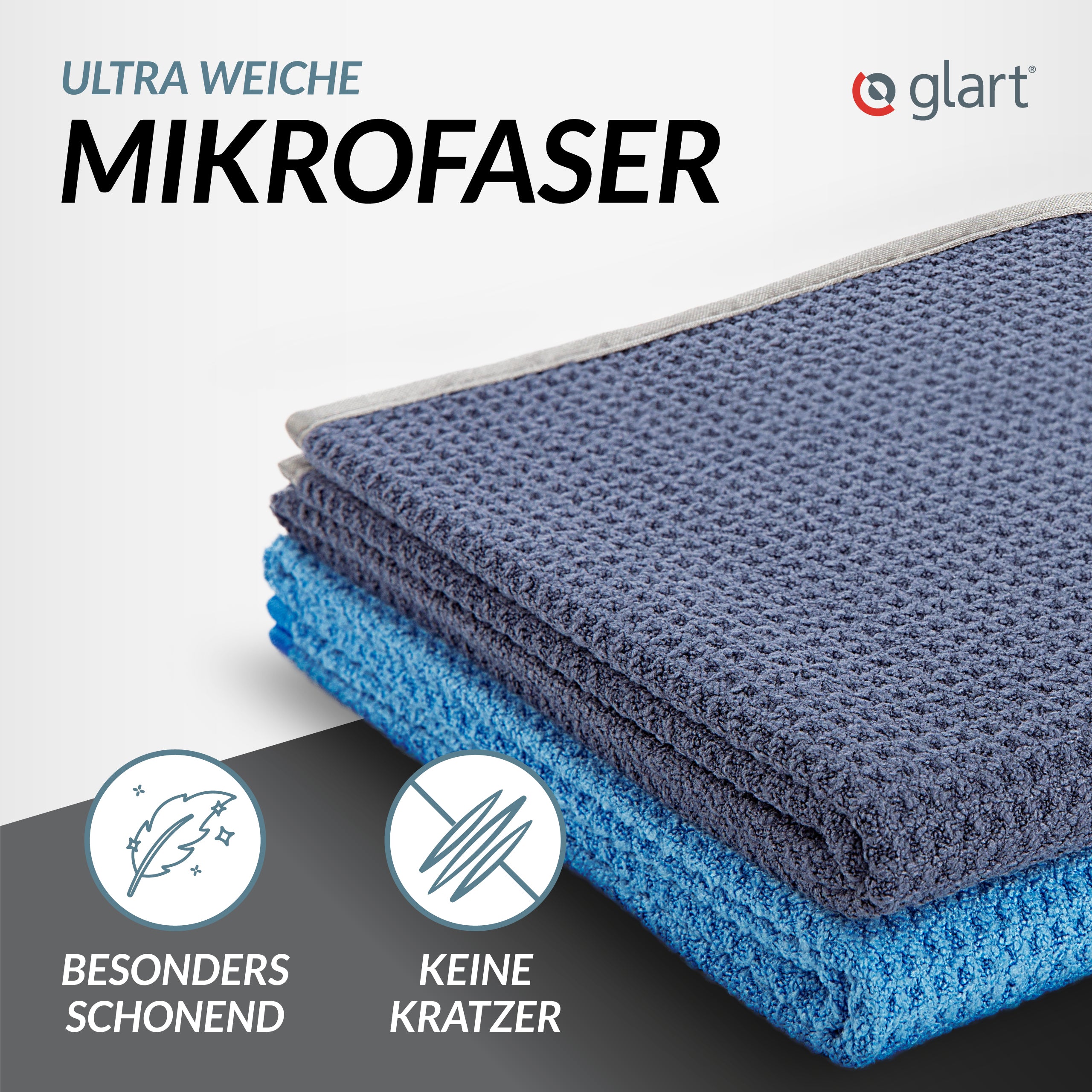 2er Set Auto Trockentücher 70x40 cm – Premium Mikrofasertücher, Blau 02