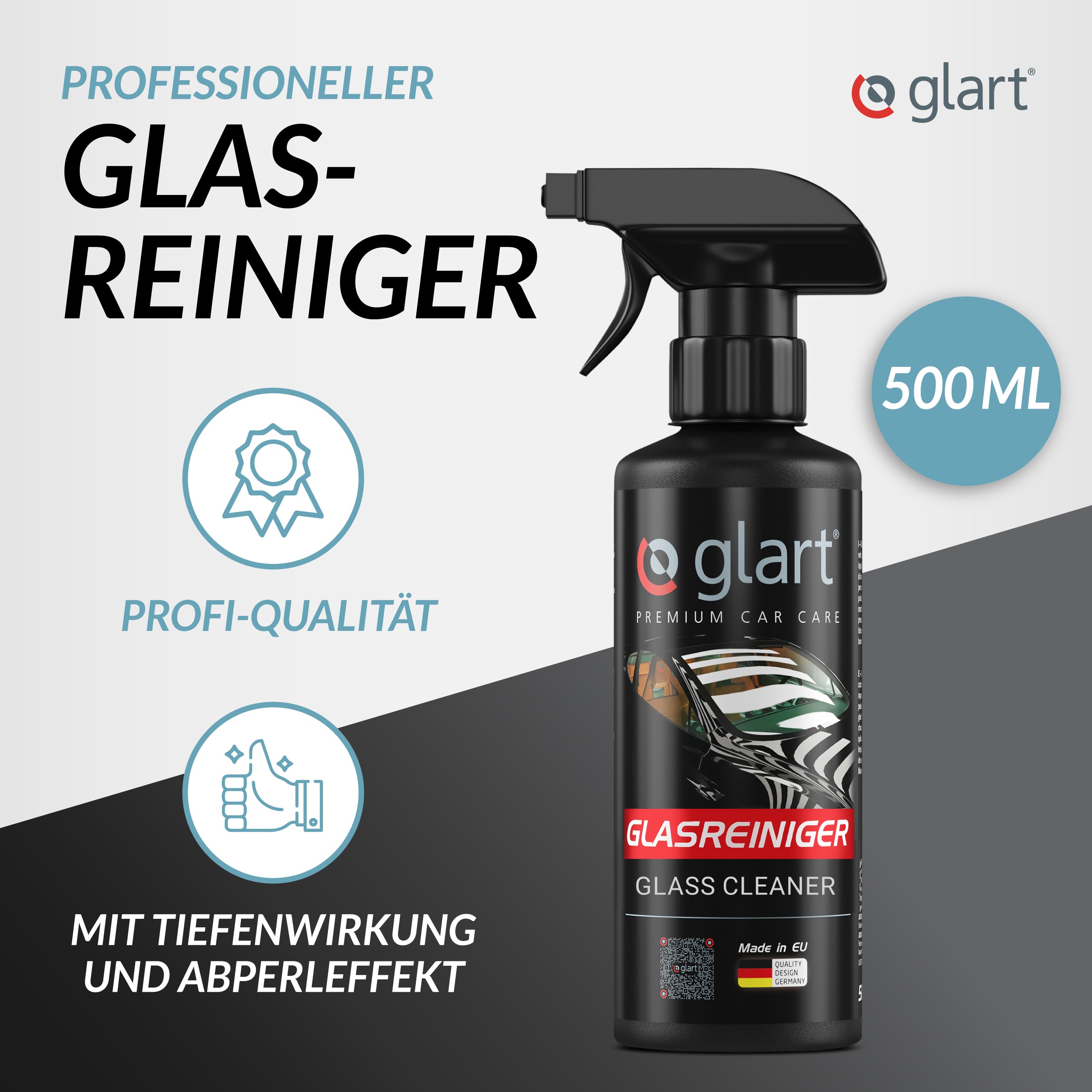 Glasreiniger 500 ml - für Autoscheiben, streifenfrei & Abperl-Effekt 02