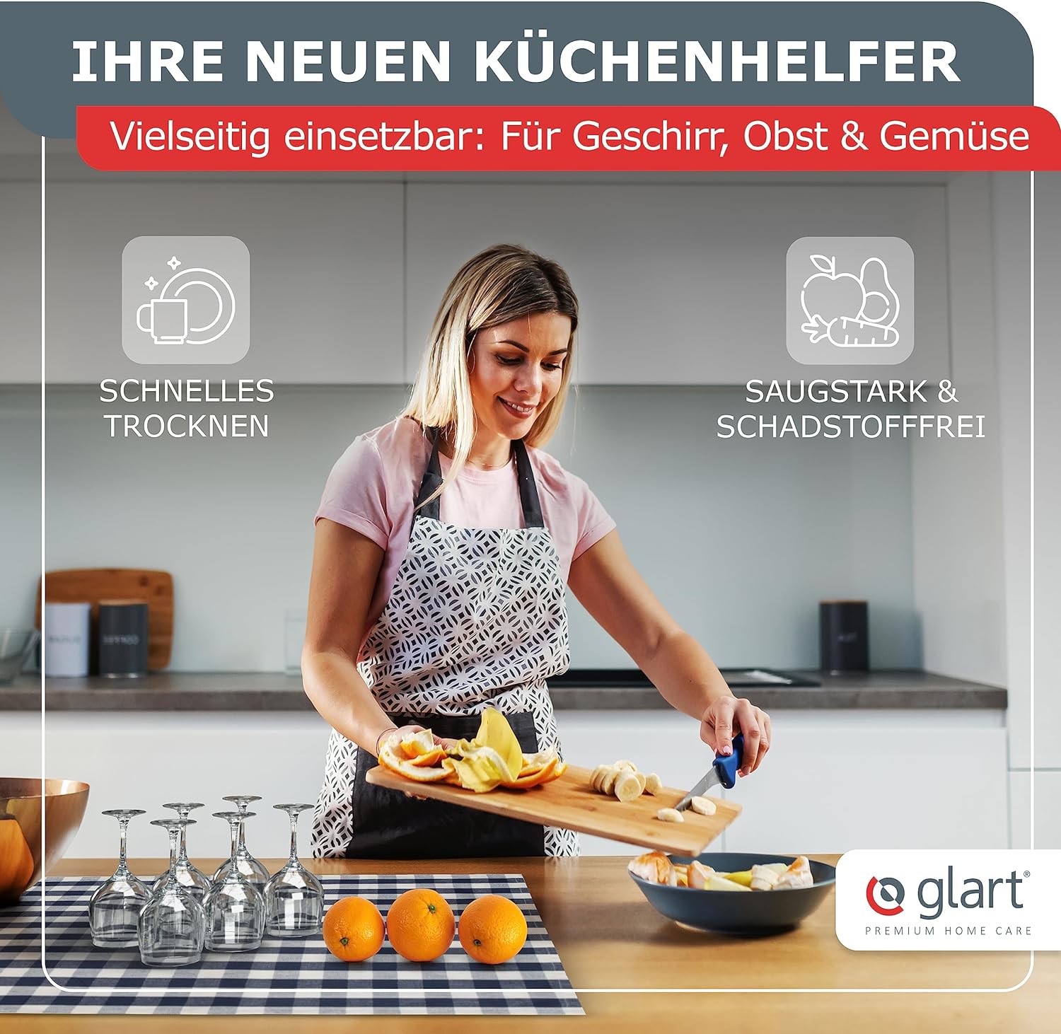 10er Set Geschirrtücher 50x70 cm – 100% Baumwolle, Vollzwirn, Grau 04