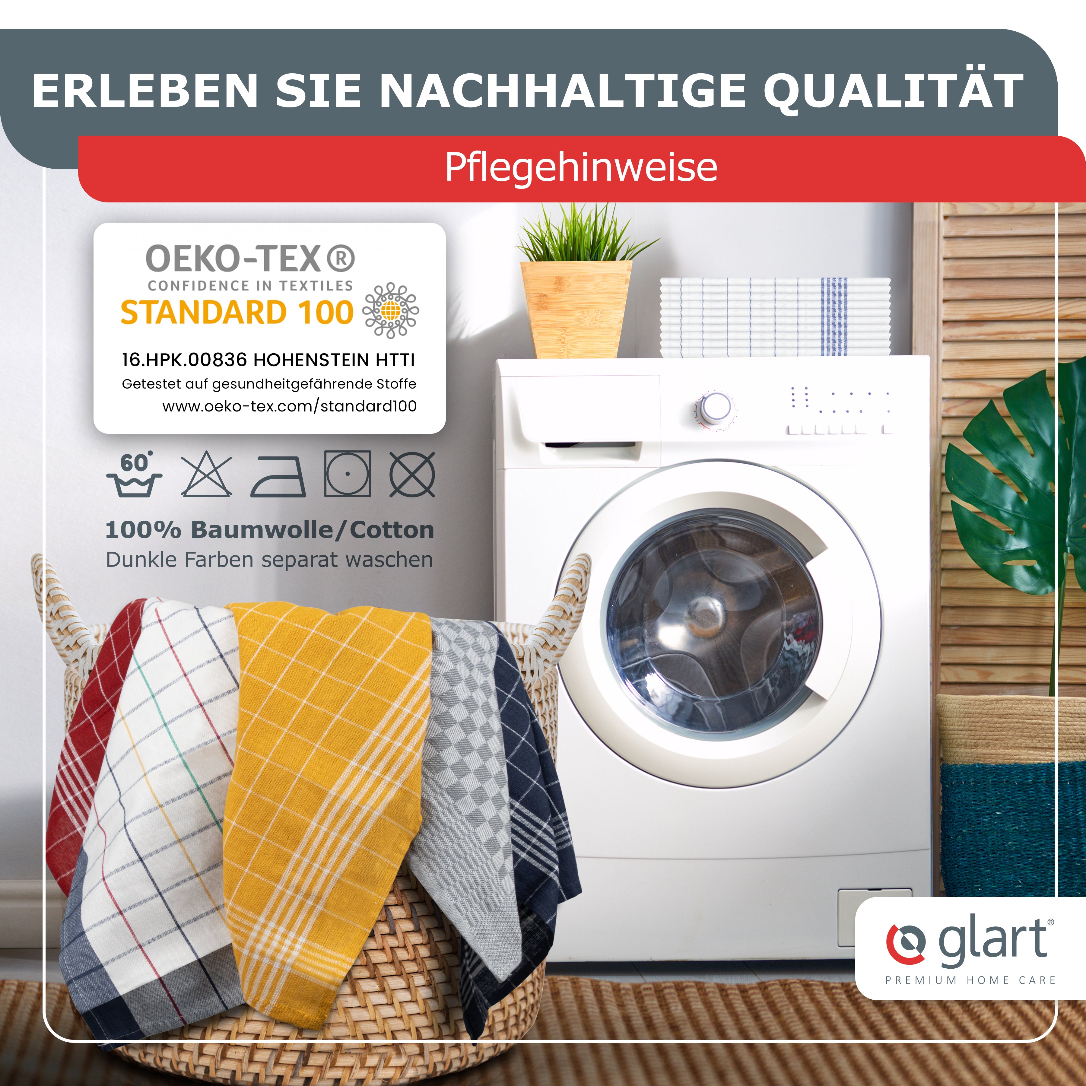 10er Set Geschirrtücher 50x70 cm – 100% Baumwolle, Blau Karo, OEKO-TEX 03