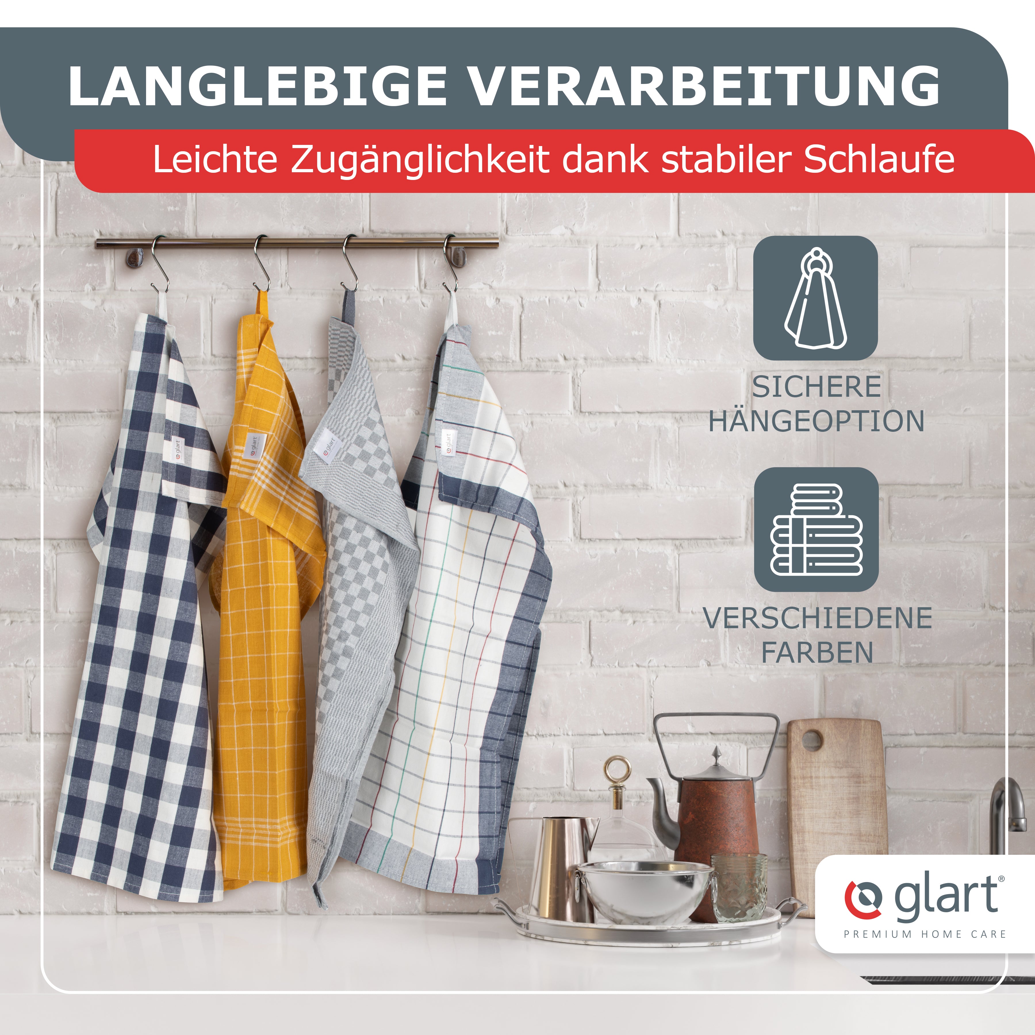 4er Set Geschirrtücher 70x50cm – 100% Baumwolle Blau Kariert saugstark 04