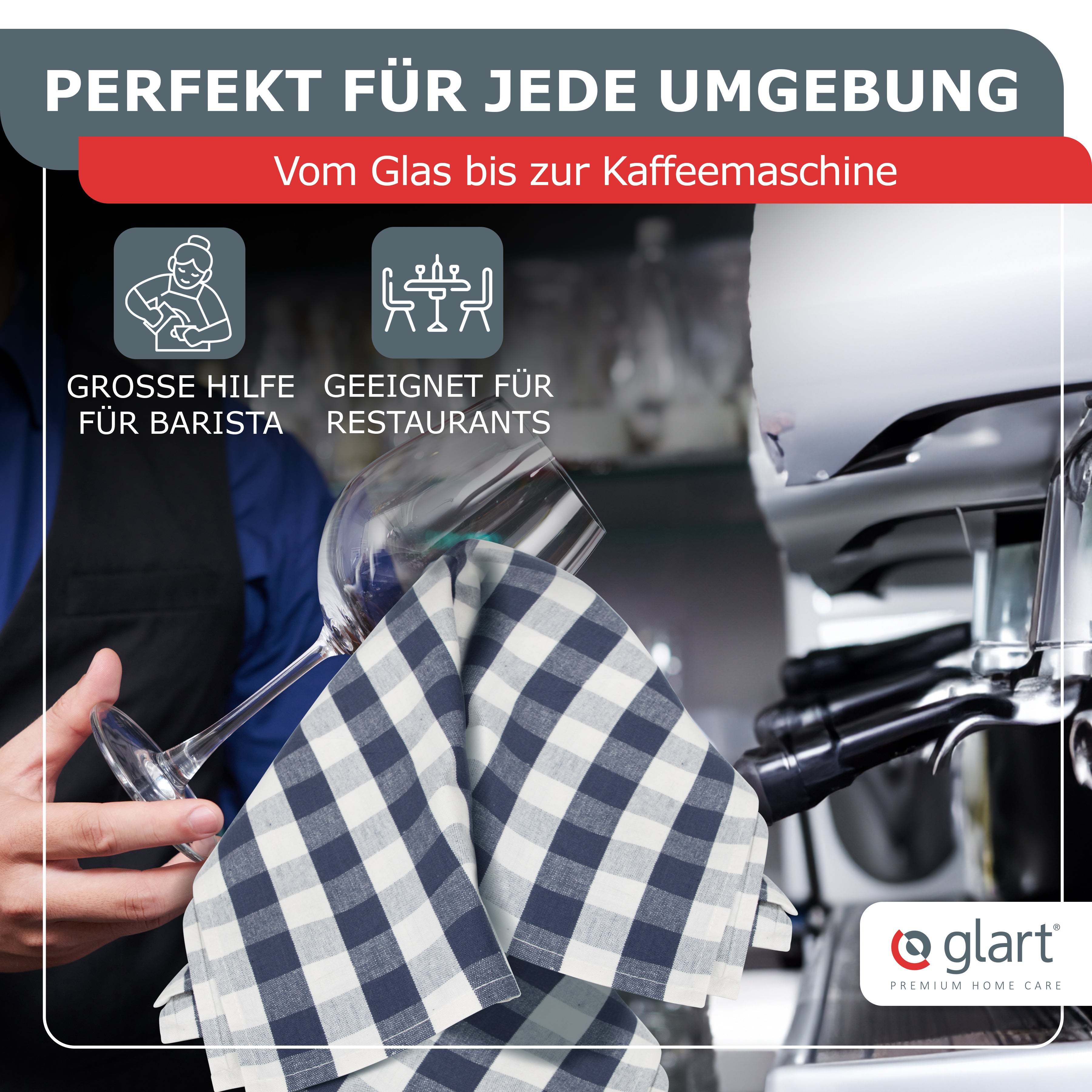 4er Set Geschirrtücher 70x50cm – 100% Baumwolle Blau Kariert saugstark 06