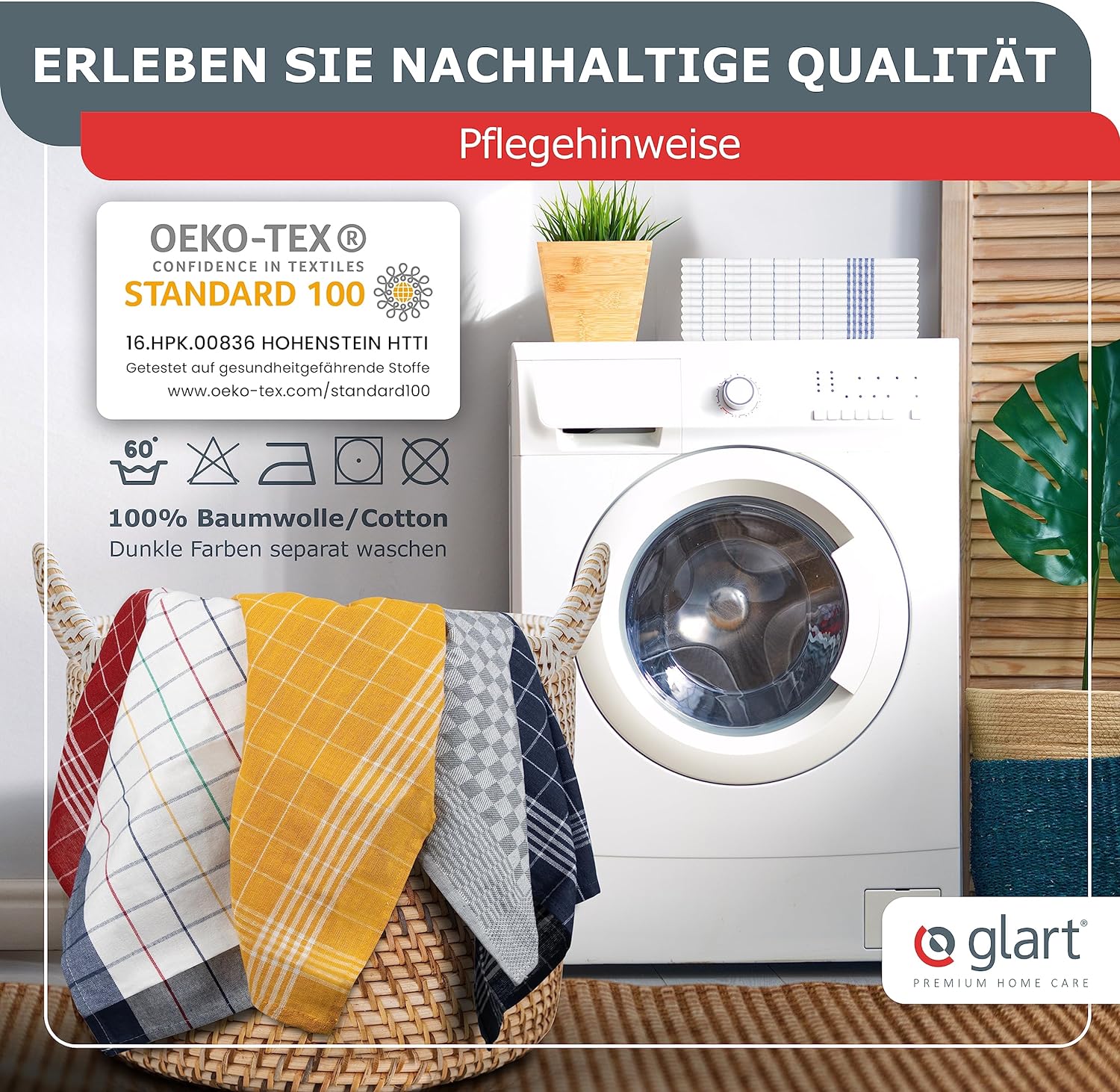 10er Set Geschirrtücher 50x70 cm – 100% Baumwolle, Grau Karo, OEKO-TEX 03