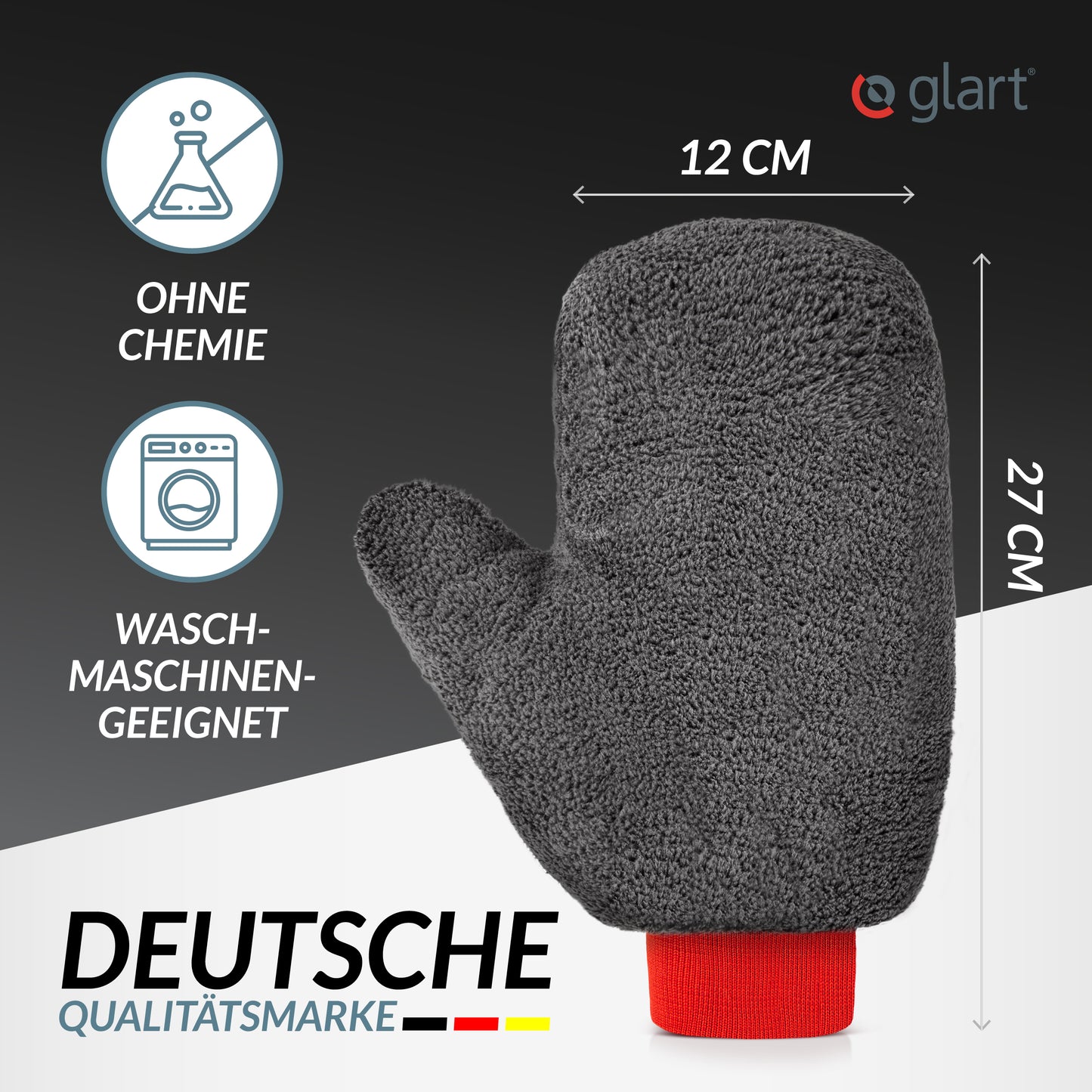handschuhe fusselfrei Mikrofaser Felgen Waschhandschuh – fusselfrei & kratzfrei, 27x12 cm – Glart