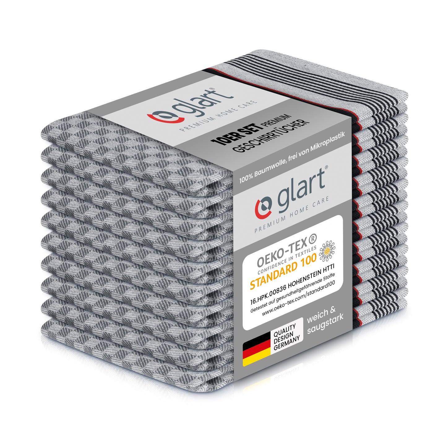 10er Set Grubentücher 45x90 cm – 100% Baumwolle, Schwarz, saugstark 01