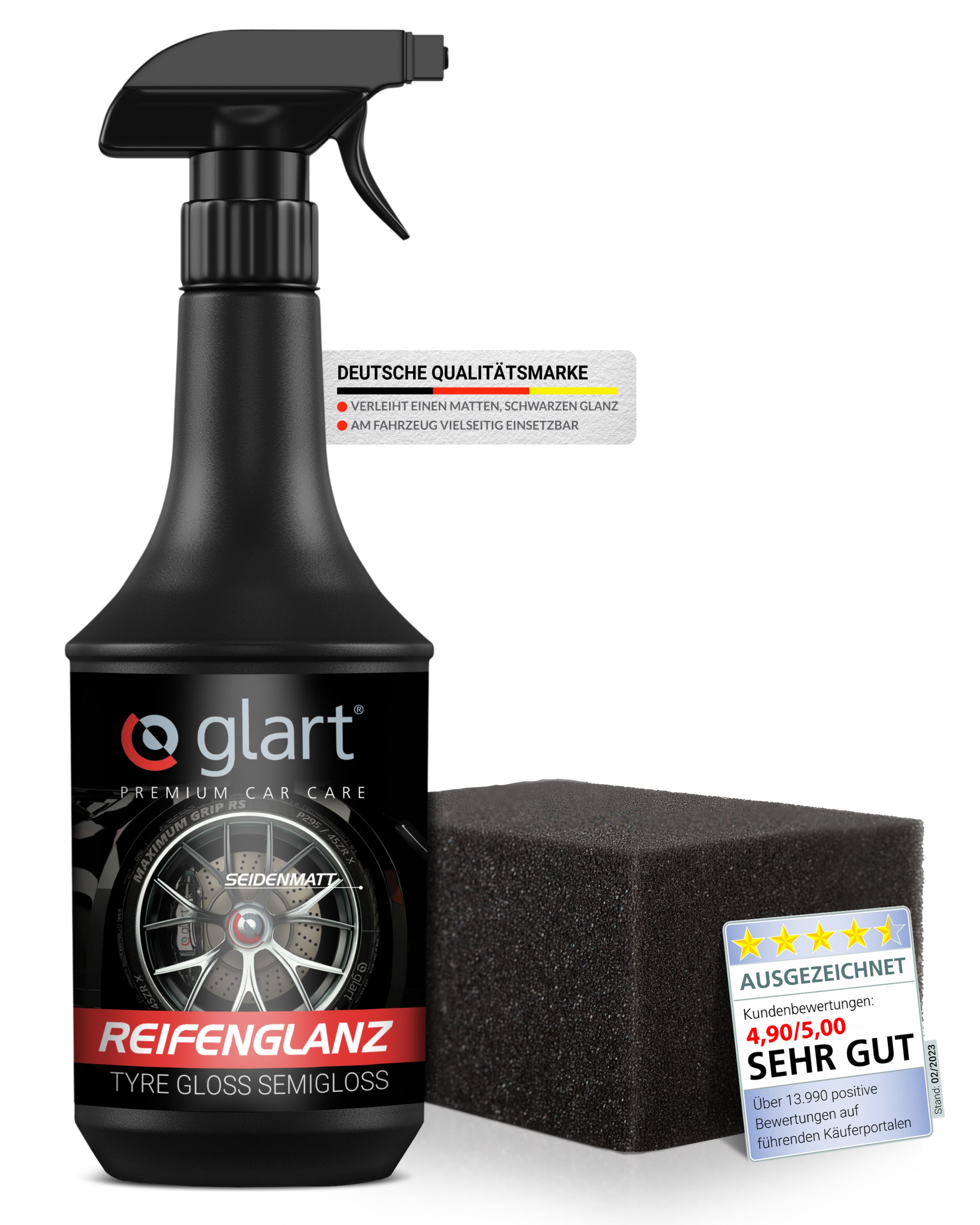 Reifenglanz Spray 1L – seidenmatt, für Autoreifen & Kunststoff 01