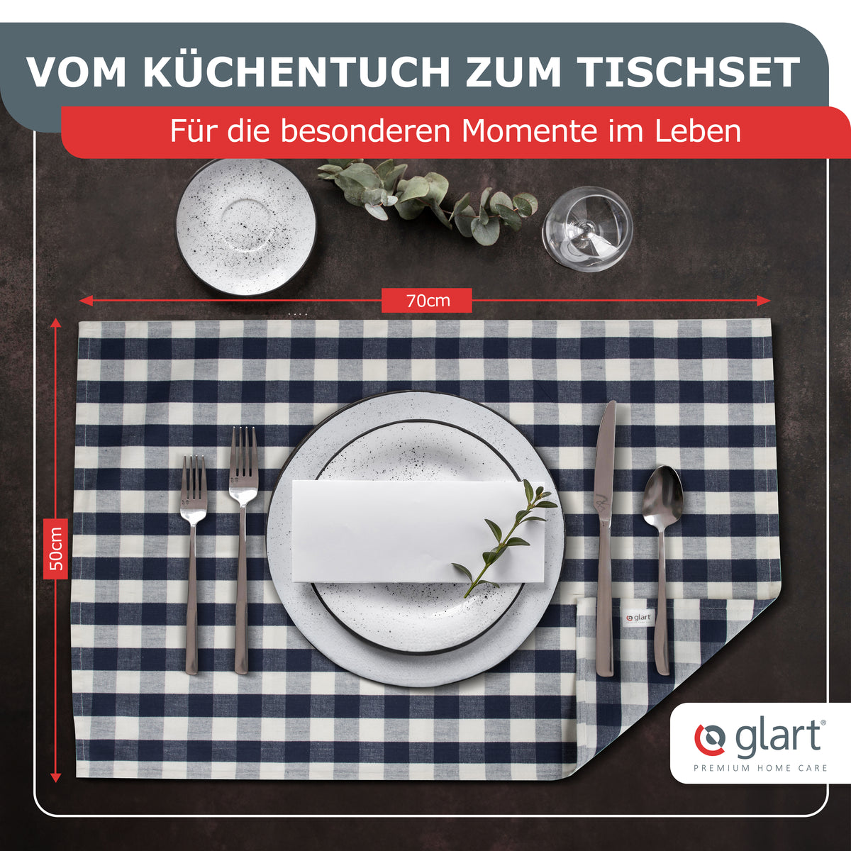 0er Set Geschirrtücher 50x70 cm – 100% Baumwolle, saugstark, Blau – Glart