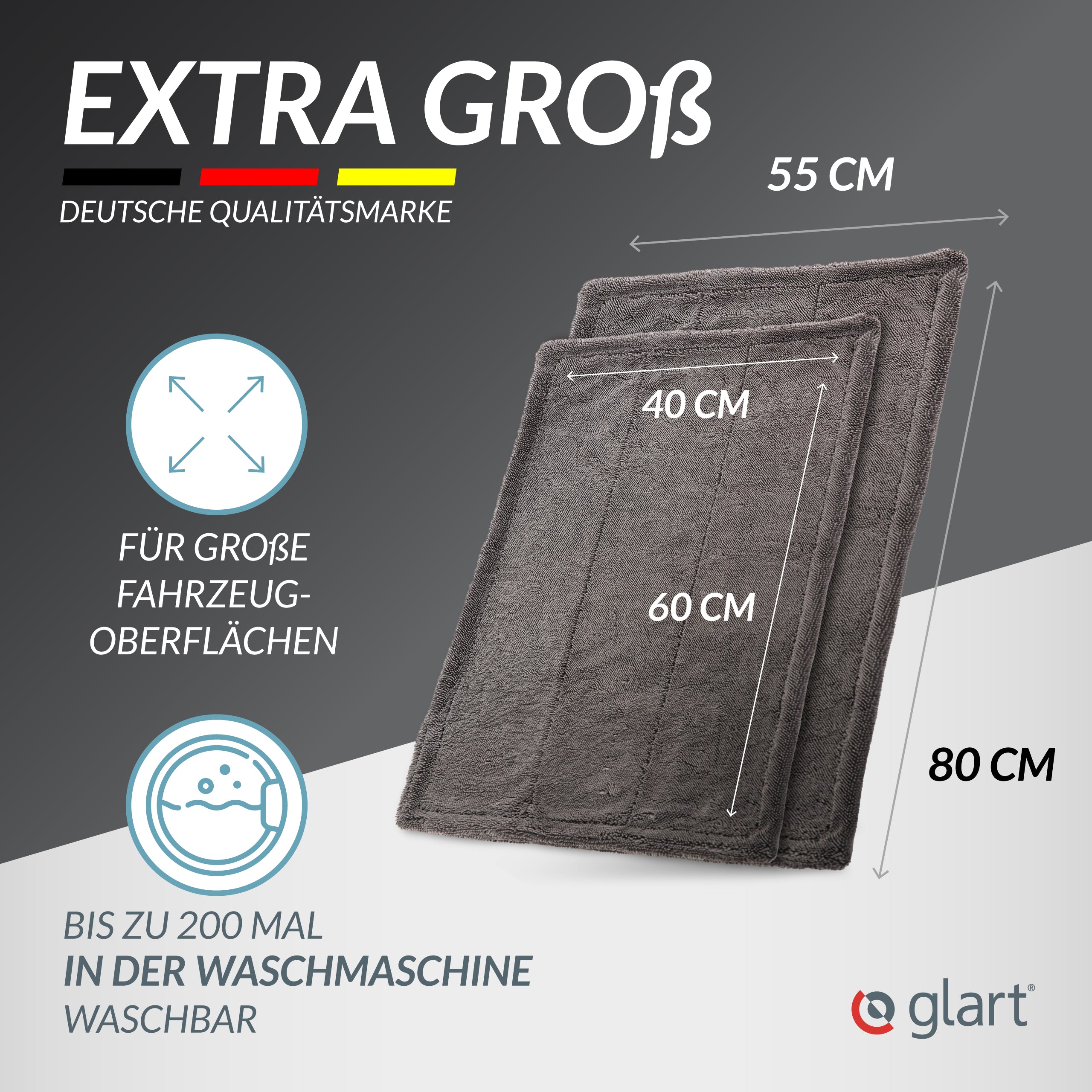 Set Twist Mikrofaser Trockentücher XXL – 80x55 cm & 60x40cm, saugstark 05