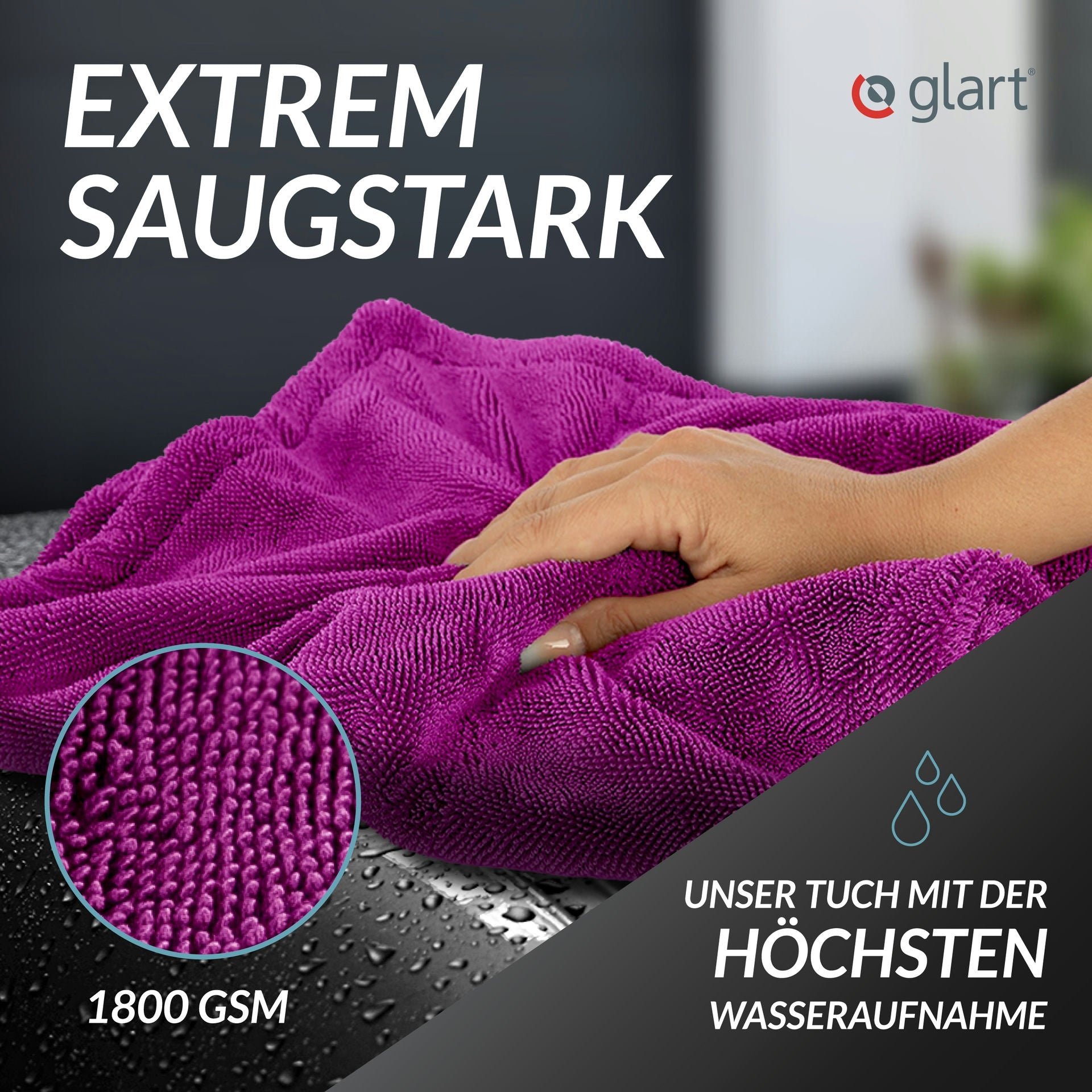 Twist Auto Trockentuch XXL Lila 60x40 cm – Extra saugfähig, kratzfrei 03