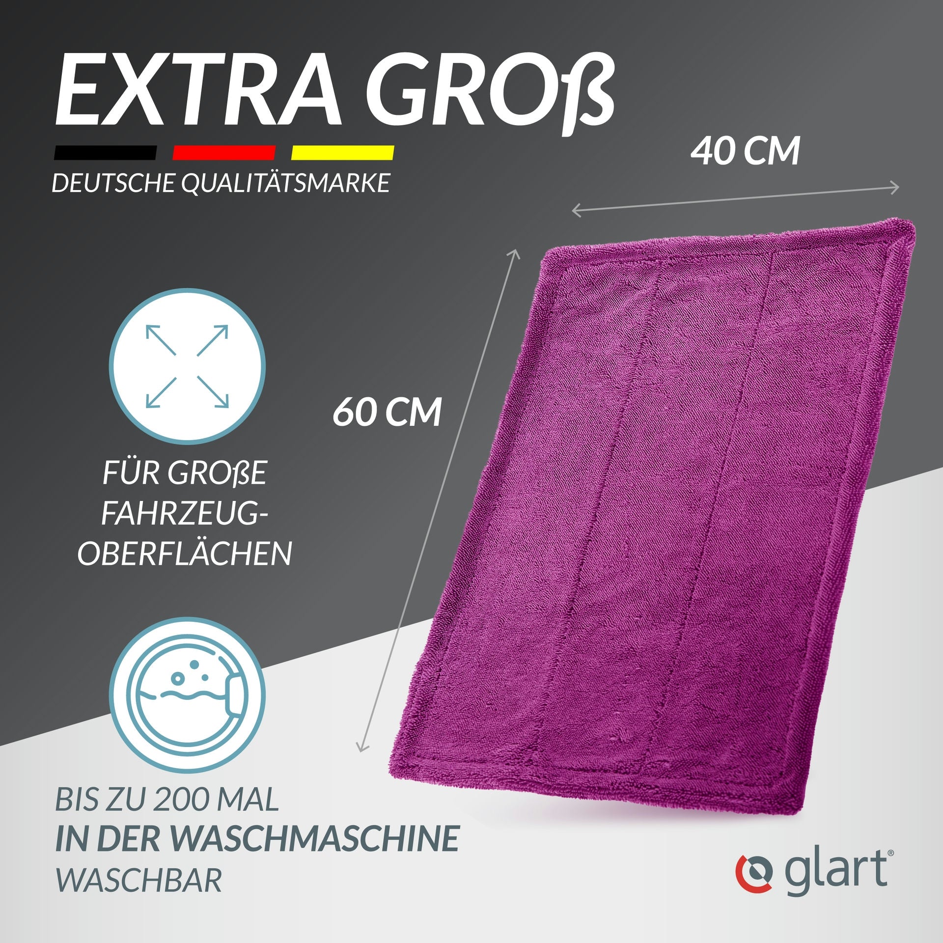 Twist Auto Trockentuch XXL Lila 60x40 cm – Extra saugfähig, kratzfrei 05