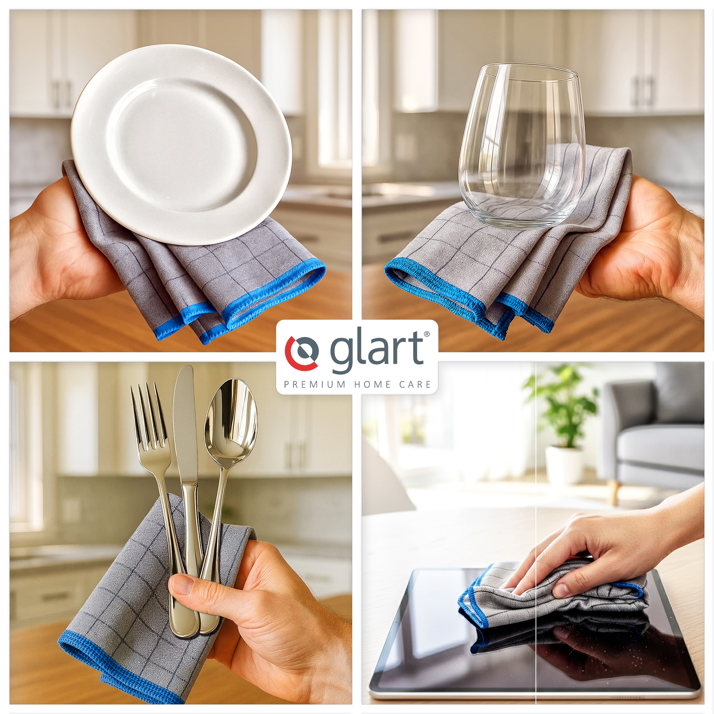 Glart 44C6R 6X Carbontücher, Fensterputztücher, Scheibentuch, Carbon Auto Tücher, Mikrofaser Glastücher, Auto Fenstertuch ohne Streifen & Schlieren, Scheiben Poliertücher fusselfrei 32x32 cm, 400 GSM