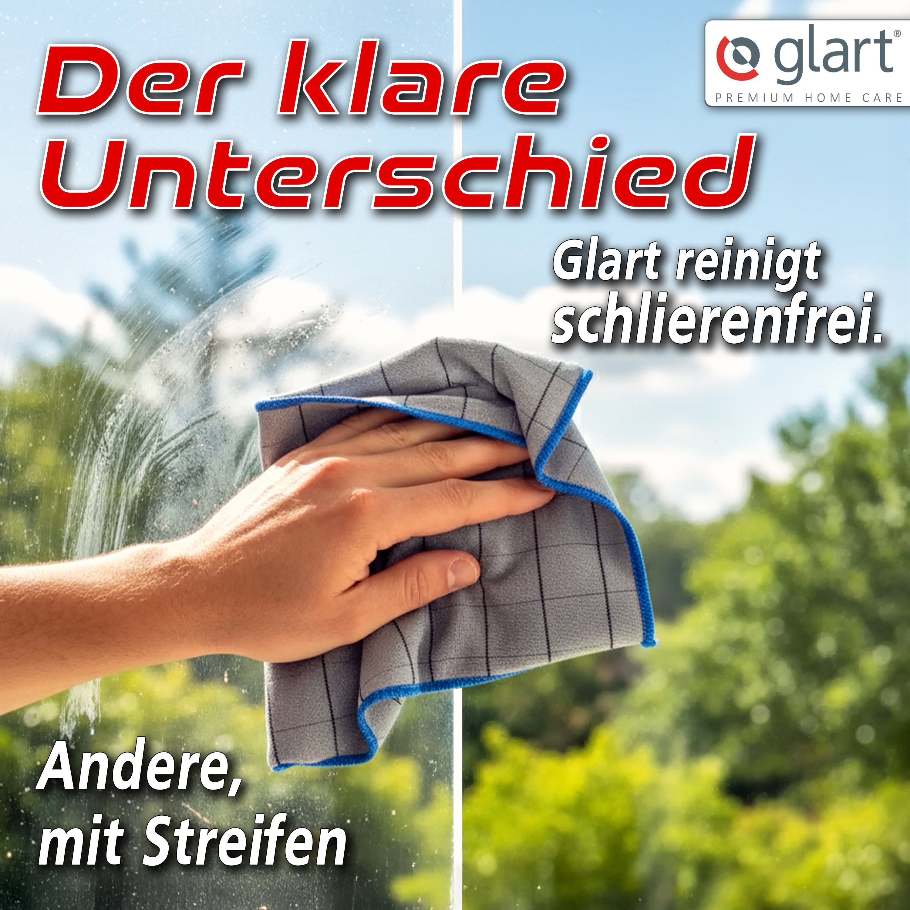 Glart 44C4R 4X Carbontücher, Fensterputztücher, Scheibentuch, Carbon Auto Tücher, Mikrofaser Glastücher, Auto Fenstertuch ohne Streifen & Schlieren, Scheiben Poliertücher fusselfrei 50x40 cm, 400 GSM