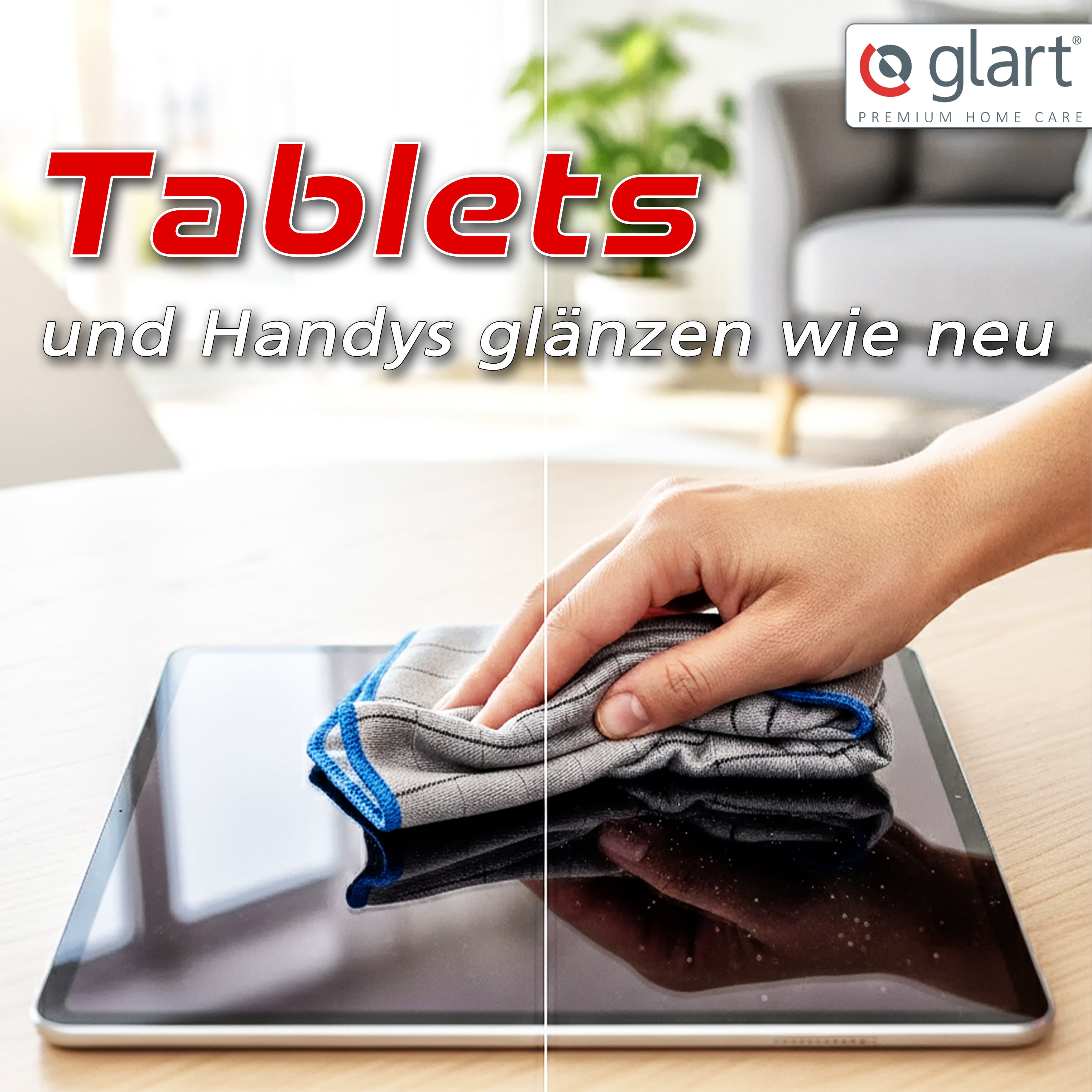 Glart 44C4R 4X Carbontücher, Fensterputztücher, Scheibentuch, Carbon Auto Tücher, Mikrofaser Glastücher, Auto Fenstertuch ohne Streifen & Schlieren, Scheiben Poliertücher fusselfrei 50x40 cm, 400 GSM